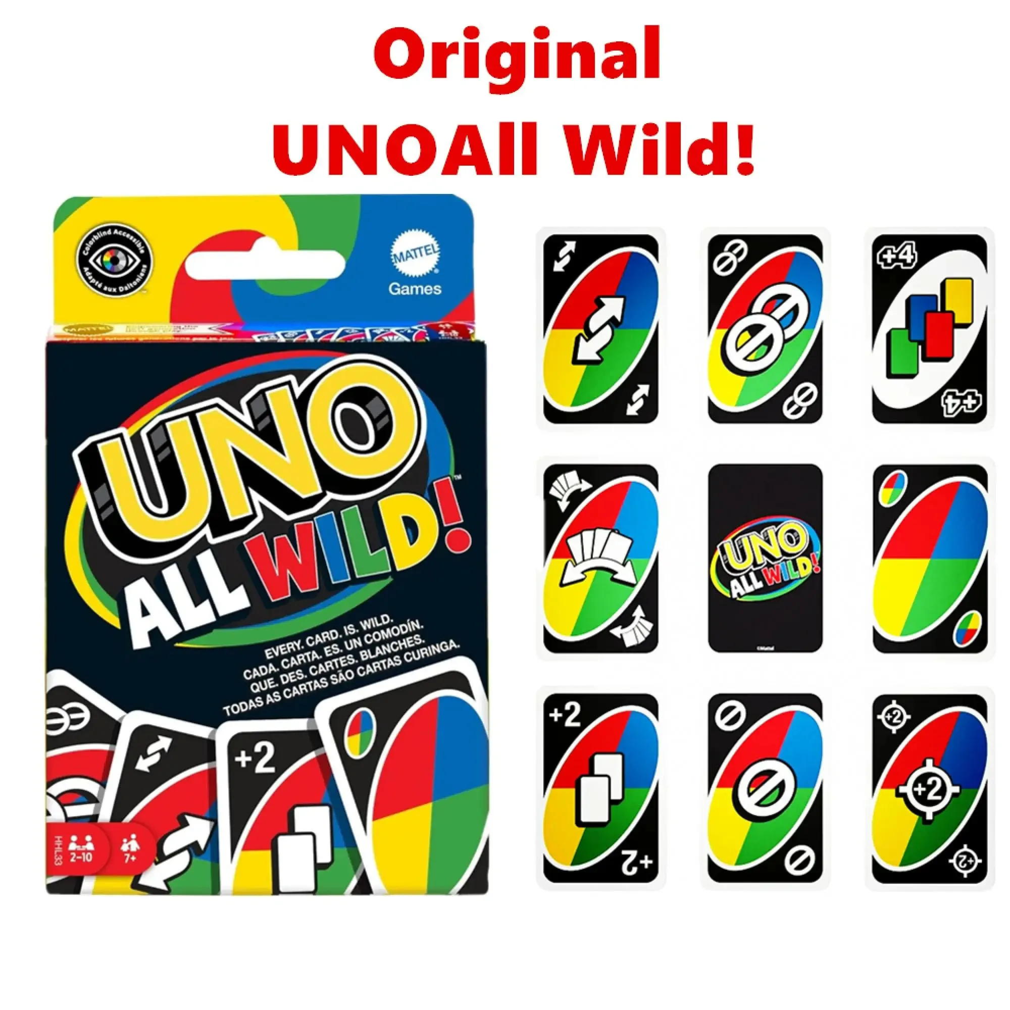 Mattel Games Uno All Wild Card Game with 112 Cards Family Adult Game Night for Players 7 Years Older Gift Battle Game Card Toy