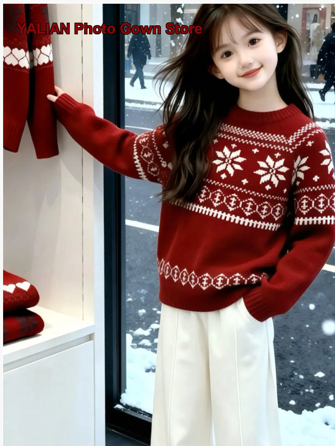 Girls Base Layer Top Winter Thickened Fleece Lined Lucky Year New Year Clothes