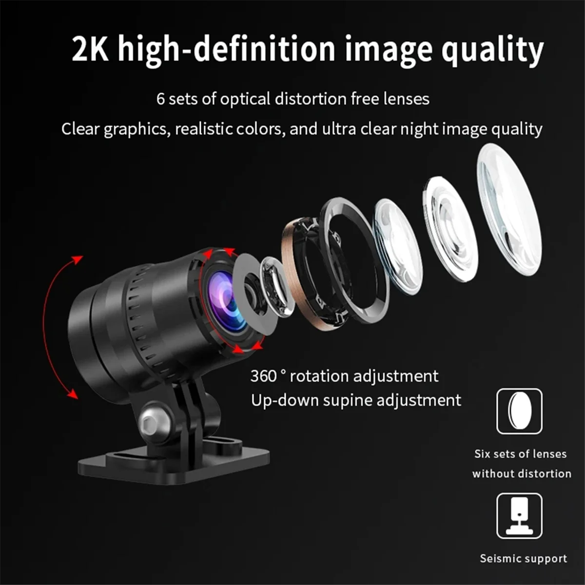 A93P Motorcycle Camera WiFi No Screen Ultra HD 2K + 2K GPS Motocycle DVR 1440P Dual Lens Waterproof Moto Dash Cam Recorder