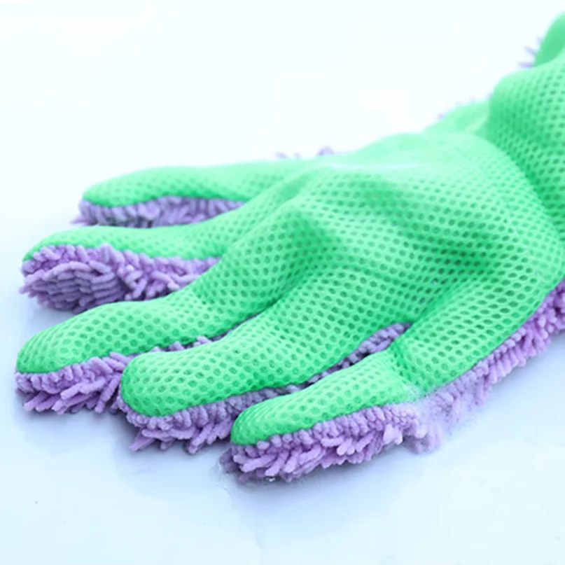 5-Finger Double-Sided Car Cleaning Mitt Premium Microfiber Wash Glove Precision Mesh Adsorption Foam Easy Wheel Cleaning Car