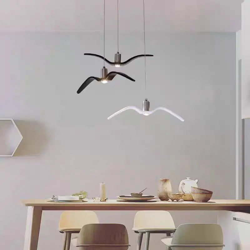 Night Birds resin Seagull pendant lamp silhouette sky freedom bird with spot lamp Creative Dining Room Cluster Hanging Lamp