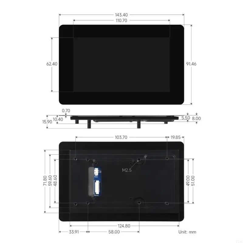 Thin 5inch IPS Touchscreens Monitor 720x1280 Resolution For DIY Electronics And Robotics 77JC