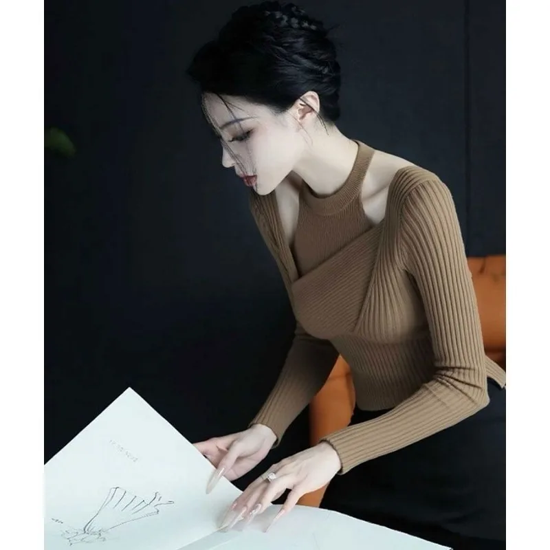 الخريف الكورية نمط الغلاف الجوي الراقية المتخصصة تصميم سليم غير النظامية بلون محبوك أعلى للنساء #2