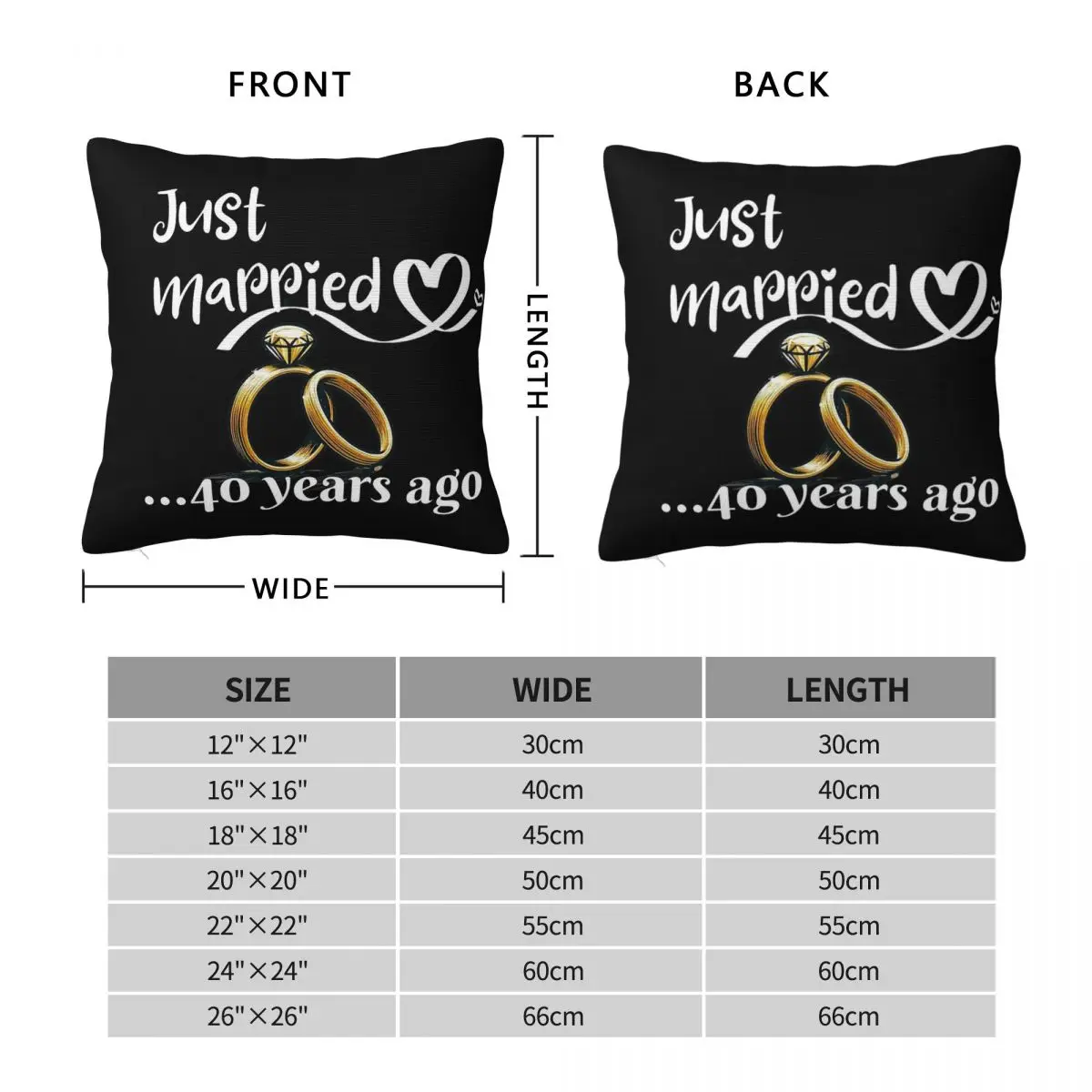 Just Married 40 Years Ago Square Pillowcase Polyester Linen Velvet Pattern Zip Decor Pillow Case Room Cushion Cover