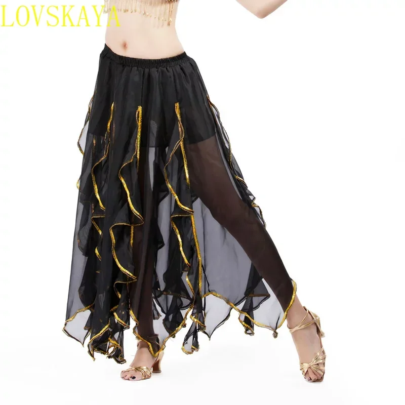 New Chiffon Double High Split Eastern Women's Belly Dance Skirt "Belt Free" Skirt Accessories Skirt