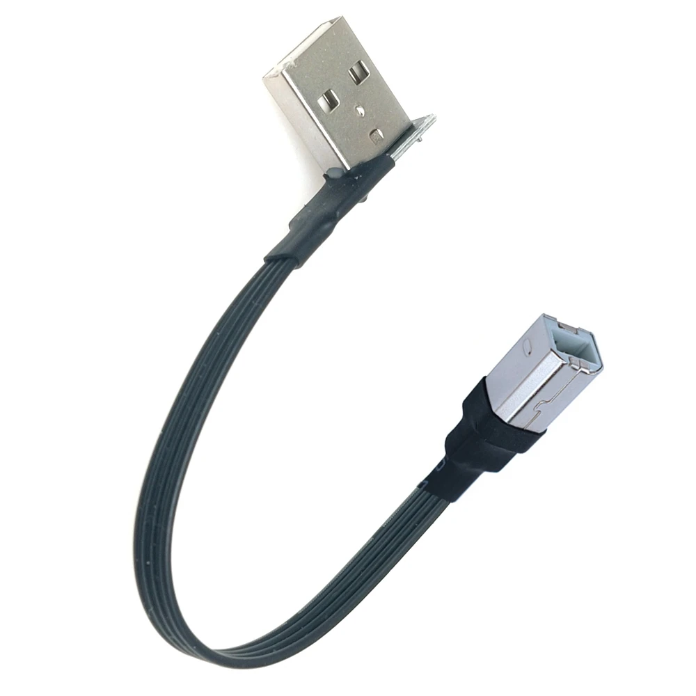 2M Black Elbow 90 USB Printer Power Cable USB 2.0 A-B Male to Male Scanner Printer Wire USB Convert Data Line 0.3M 50CM 3M 1M