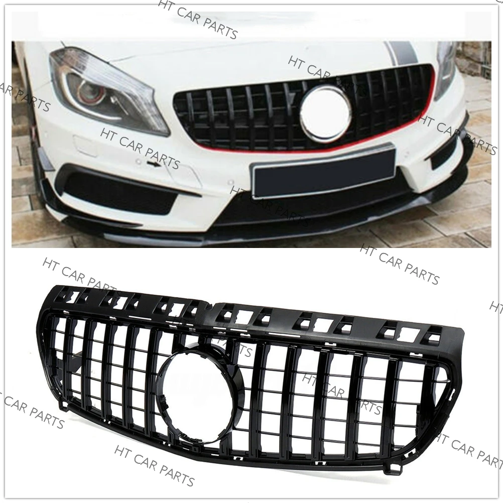 

1 Piece Black of Front Bumper Grille Mesh Grill GT R Style For Mercedes Benz A Class W176 2013-2015 2013 2015 2015