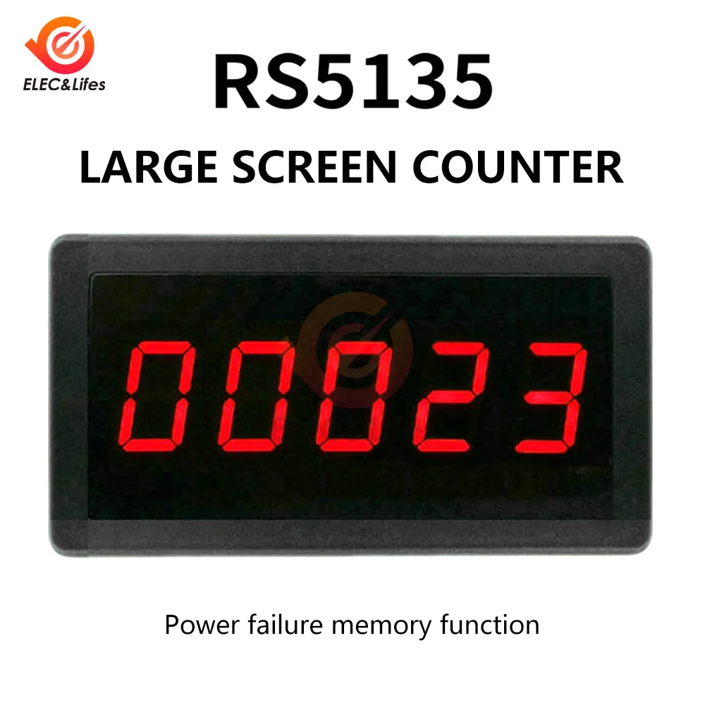 RS5135 LED Digital 5 Digits Electronic Counter DC12-24V Counting 0-99999 Display Panel Meter Totalizing Type Electronic Counter