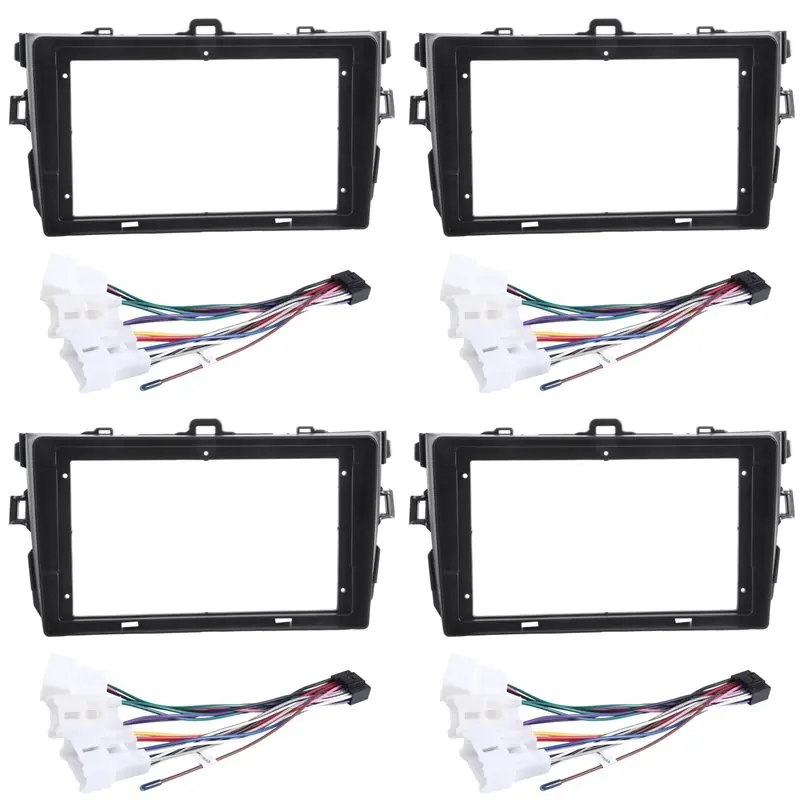 4 Set 9 Inch Car DVD Frame Audio Dash Trim Kits Panel Radio Player Screen 2 Din For Toyota Corolla 2007-2013