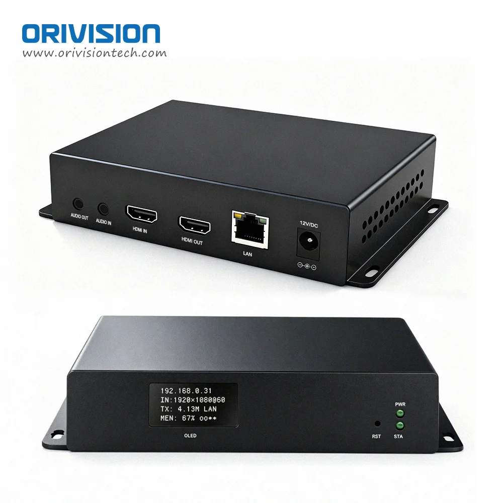 H.265 SRT HDMI Video Encoder OLED Status Display 1080P 60FPS HDMI Loop Out Church Sports Live Streaming IPTV Encoder