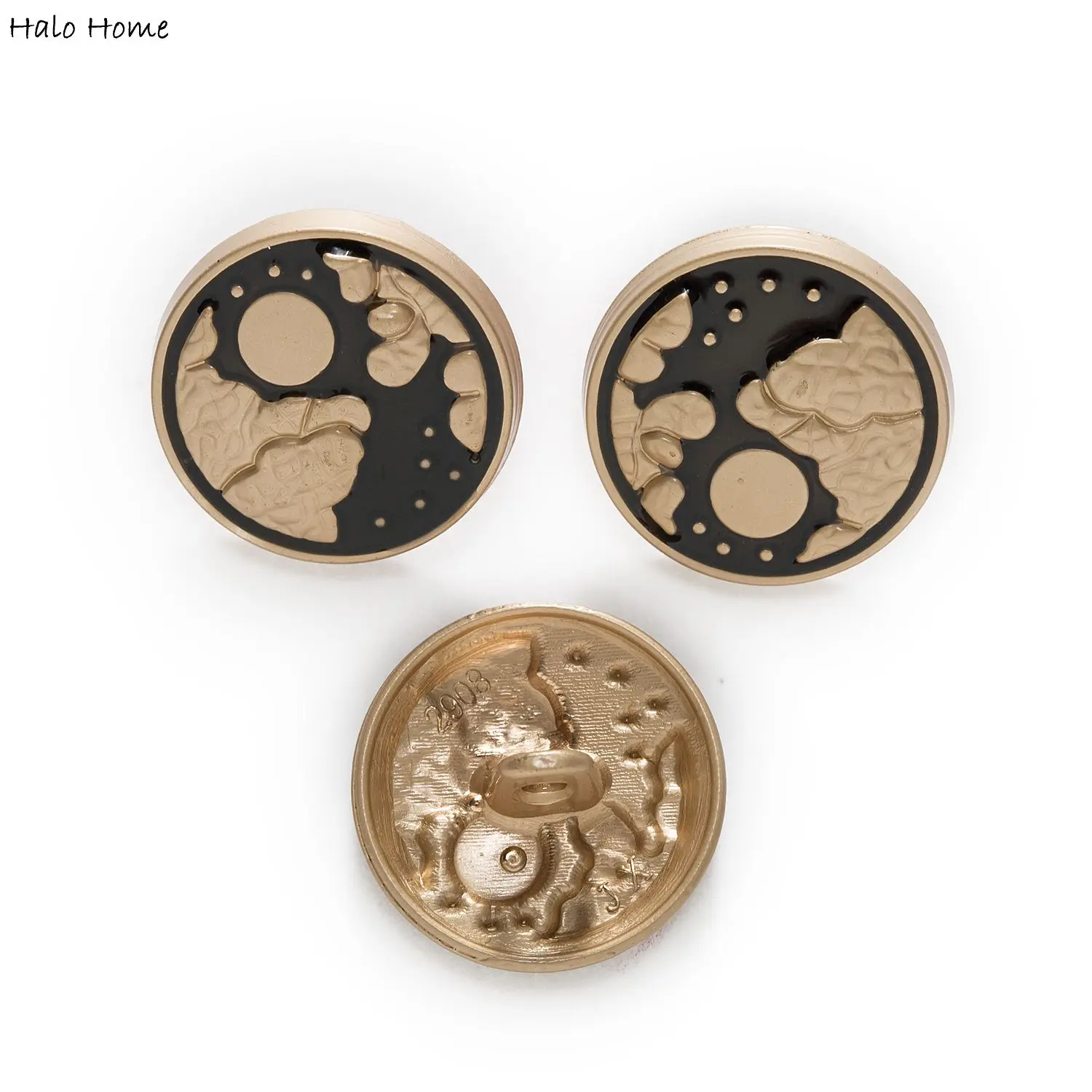 5pcs Sun Moon Imprint Round Metal Shank Button Sewing Scrapbooking Home Clothing Replace Handmade Crafts Accessories Decor