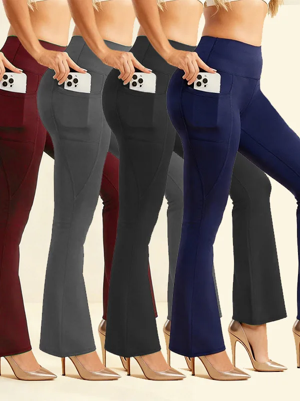 High Waist Wide Leg Yoga Pants Women's Running Trousers with Pockets Butt Lifting Cross-Border Sexy City Walk Maternity