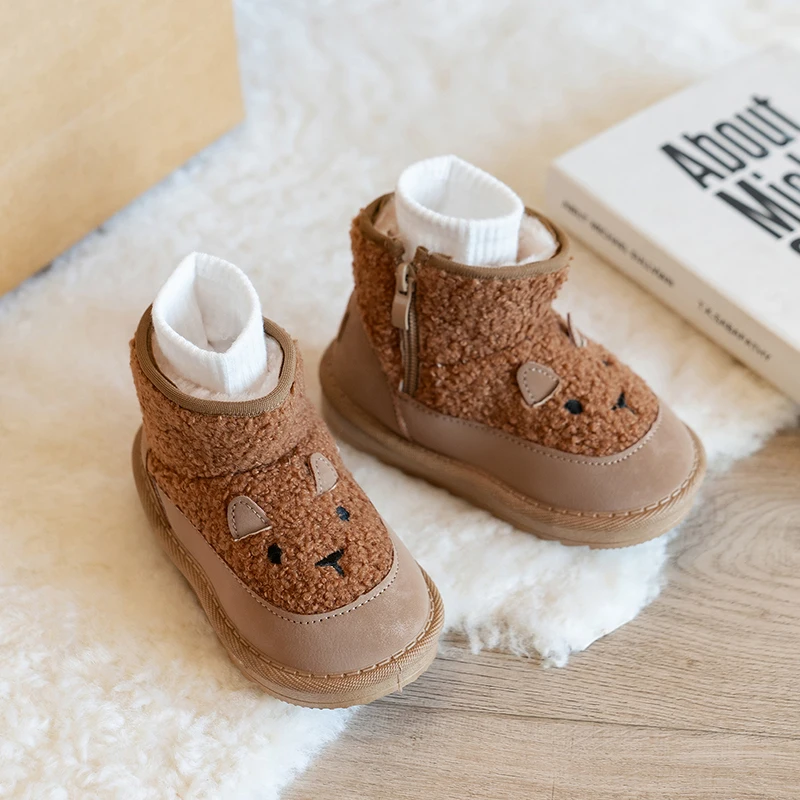 

Children's Snow Boots Cartoon Cute 2025 Winter New Plush Comfortable Anti Slip Warm Cotton Boots Boys Girls Zipper Outdoor Boots