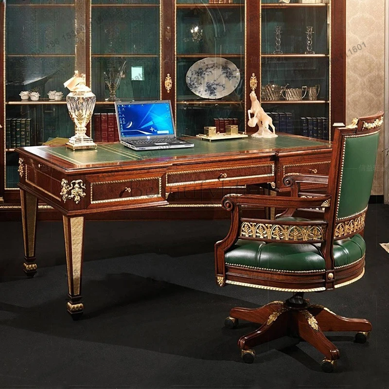 

Neoclassical desk writing desk European-style large and small apartment villa fabric swivel chair carved chair