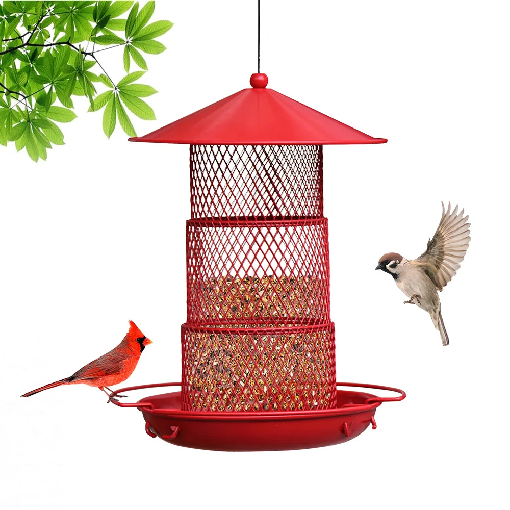 

Wild Bird Feeders Metal Three-layer Garden Capacity Hangings Squirrels-proof Bird Feeder for Balcony Yard Hummingbird Parrots