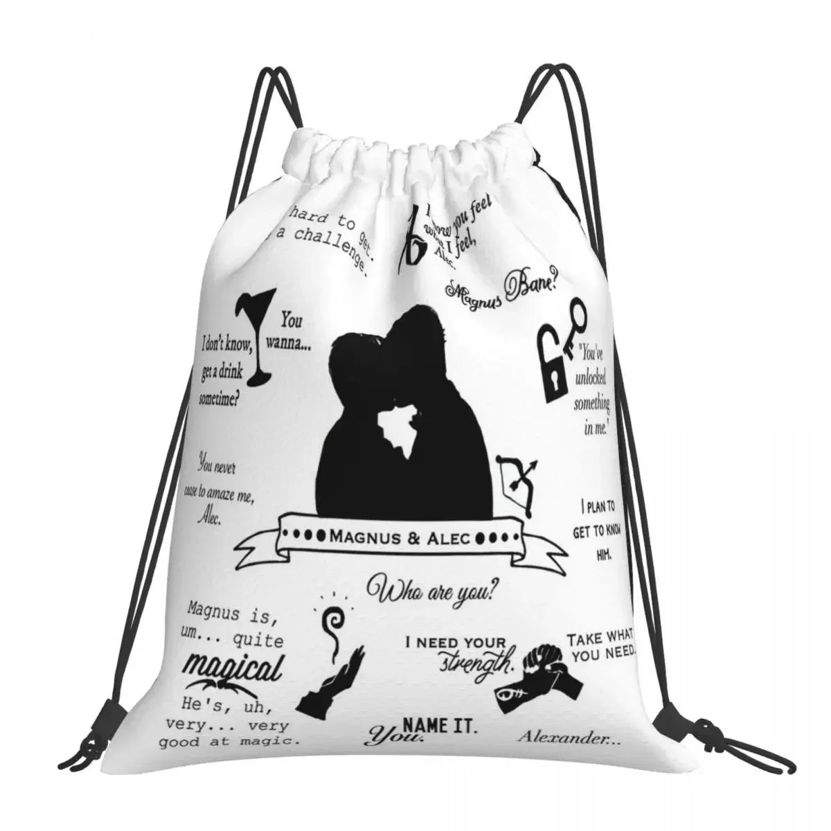 Malec Quotes Backpacks Casual Portable Drawstring Bags Drawstring Bundle Pocket Sundries Bag BookBag For Man Woman School