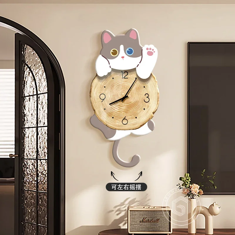 Luxury Fashion Wall Clocks Cartoon Simple Creative Aesthetic Wooden Wall Watch Modern Art Mural Horloge Murale Room Decorations