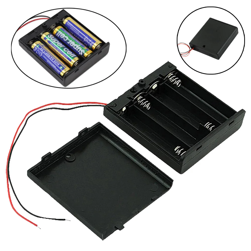 4slot AA Battery Holder W/ On/Off Switch 6V Battery Holder with Fly Leads