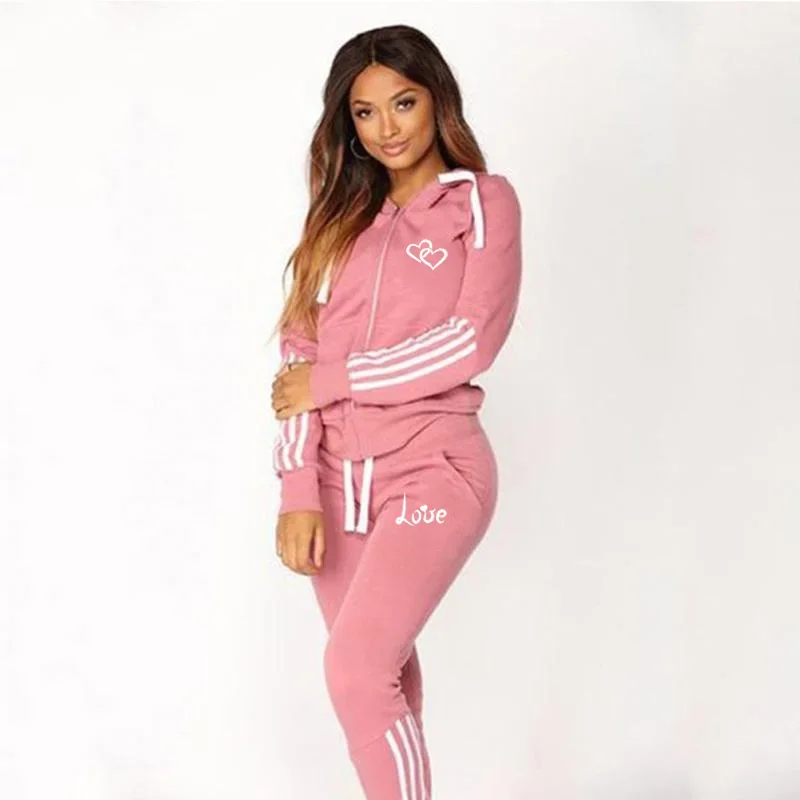 Fashion Women Tracksuits Long Sleeve Zipper Hoodies and Trousers Sport Suits Ladies Casual Hoodies Slim Jogging Suits