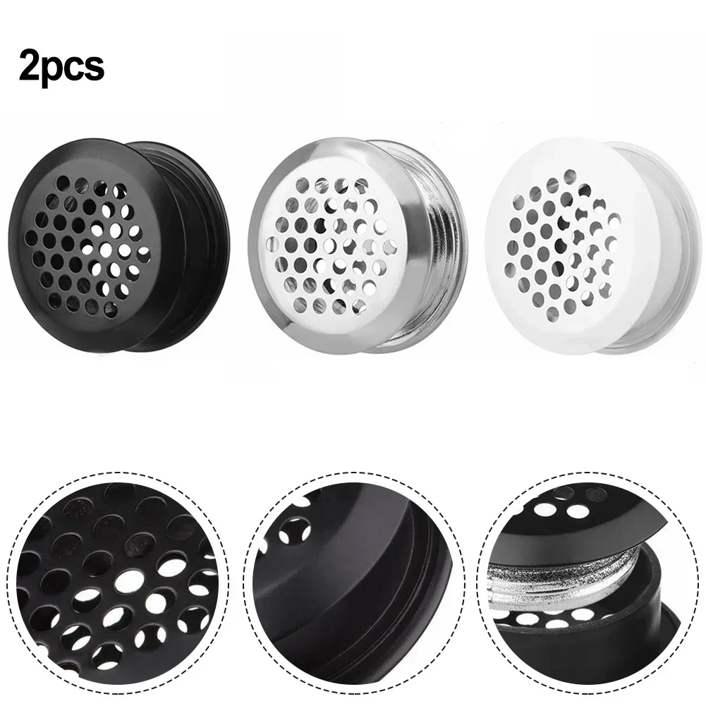 2pcs Stainless Steel Round Air Vent Grille Wardrobe Cabinet Metal Ventilation Plugs Furniture Hardware Part Ventilation Plugs