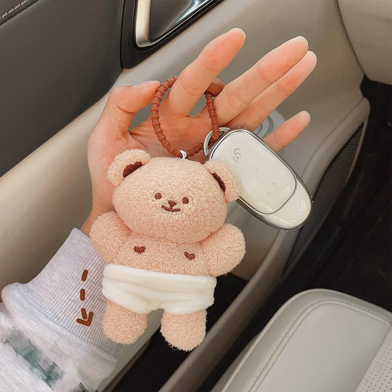 Cute Bear Car Keychain Pendant Internet Celebrity Ins Style Car Keychain Pendant Female Plush Doll Bag Pendant Jewelry