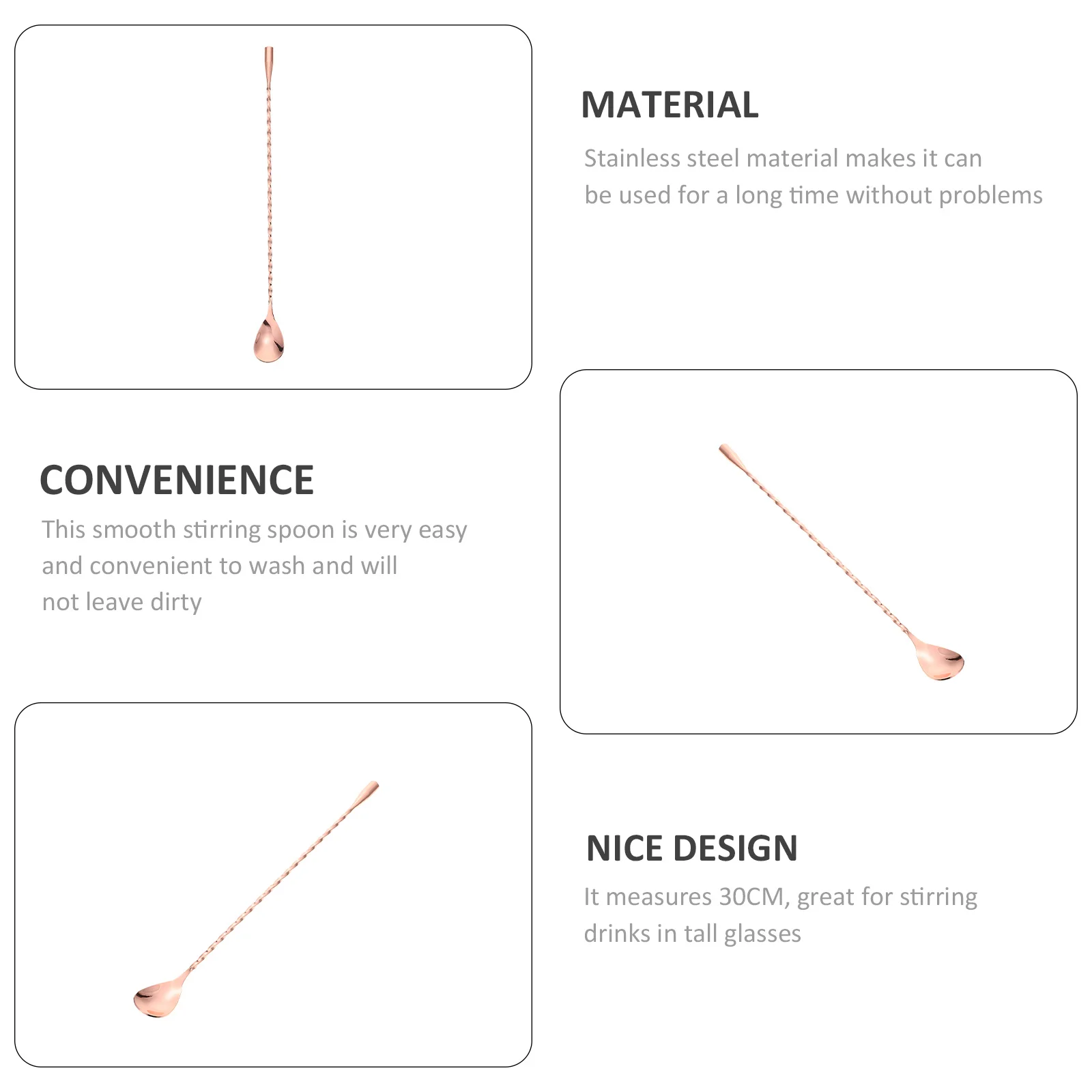 

Long Handle Stainless Steel Bar Spoon Cocktail Mixing Scoop for Drink Juice Ice Cream Dessert Home Office Cafe Shop Use