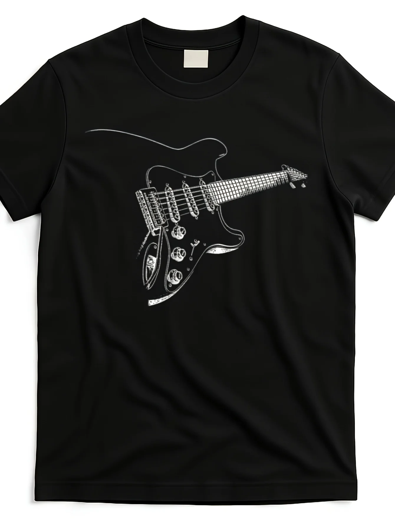 Men's and Women's Casual Short-Sleeve Crew Neck T-Shirt, Soft and Breathable, Machine Washable, Lightweight, Perfect for Outdoor Activities and Guitar Enthusiasts. An Ideal Gift