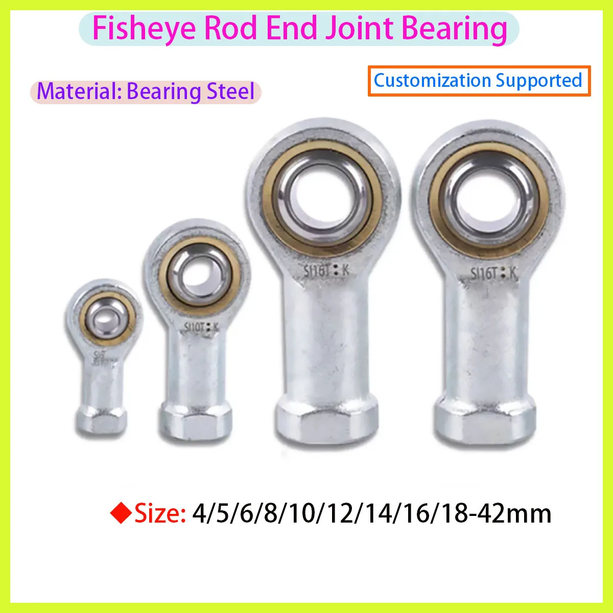 PHSSA Right Ball Joint Metric Thread Rod End Bearing SI8TK Internal Thread 4/5/6/8/10/12/14/16/18-42mm