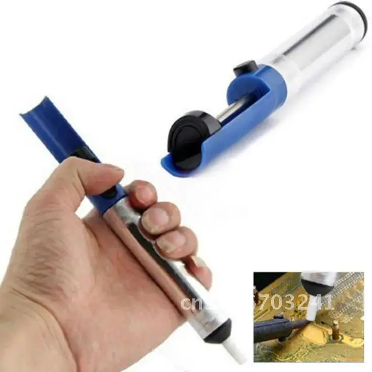 Aluminium Desoldering Pump Gun Tool Blue 1Pc Solder Sucker Removal Device Vacuum Soldering Iron Desolder For Powerful Fuction