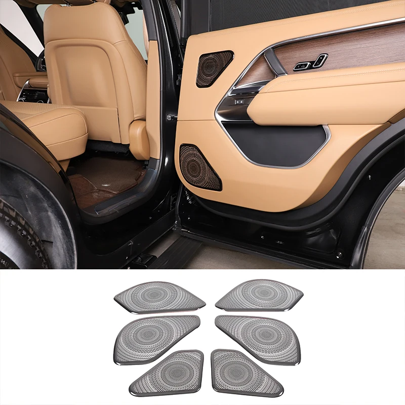 

For 2023 Land Rover Range Rover Vogue Stainless Steel Black Car Door Horn Mesh Cover Sticker Car Interior Protection Accessories