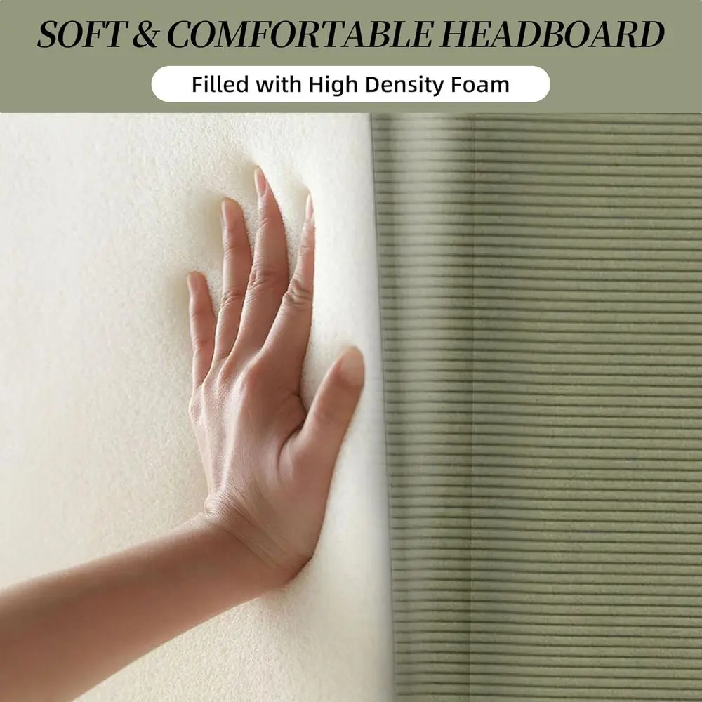 Современный каркас двуспальной кровати с мягкой обивкой Wingback и вельветовой тканью, местом для хранения под кроватью, опорой из деревянных планок, пружина коробки не требуется,