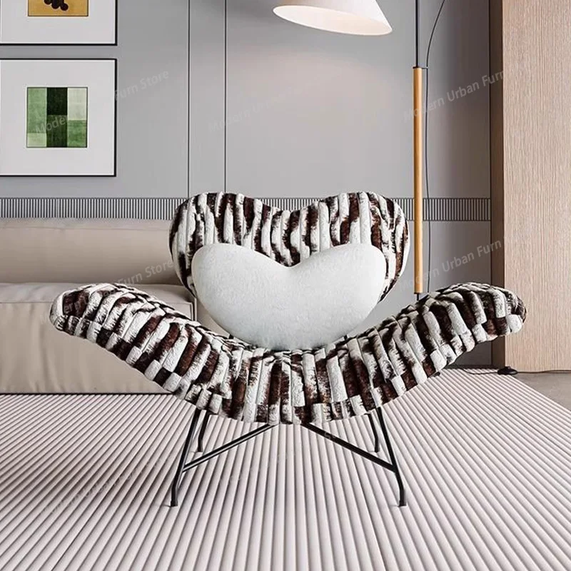 

Современное кресло для гостиной с мягкой подушкой в форме сердца, креативное широкое кресло-шезлонг, комфортное кресло с металлическими ножками для дома и офиса, для отдыха