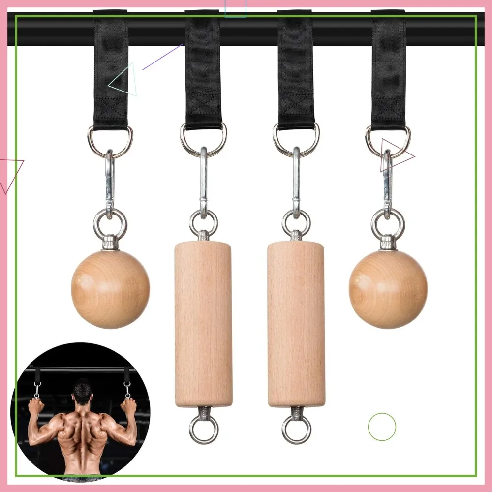 

Wooden Pull Up Grips & Balls, Atomic Rock Climbing Holds Training Set, Grip Strength Trainer, Ninja Warrior Handles & Rope, L/XL
