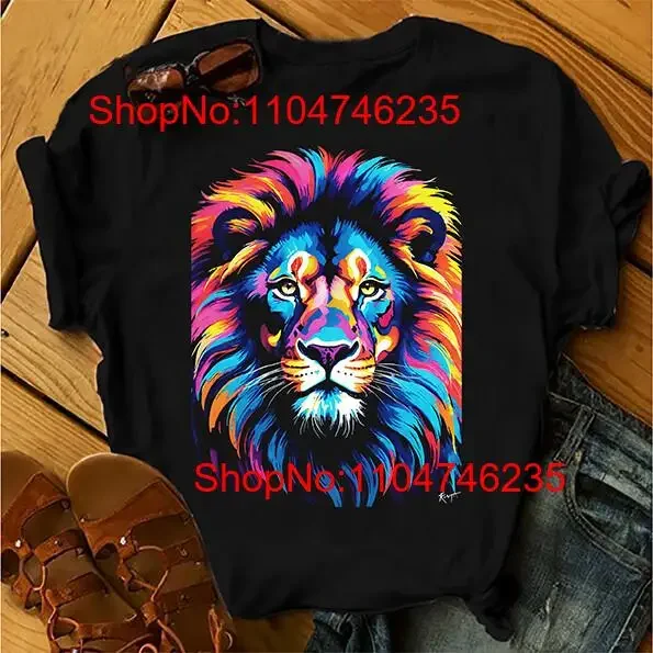 

Rainbow Lion T Shirt Bright Colourful Animal Idea Present vintage Washed Unisex Stretched designer clothes Slightly Comfortable