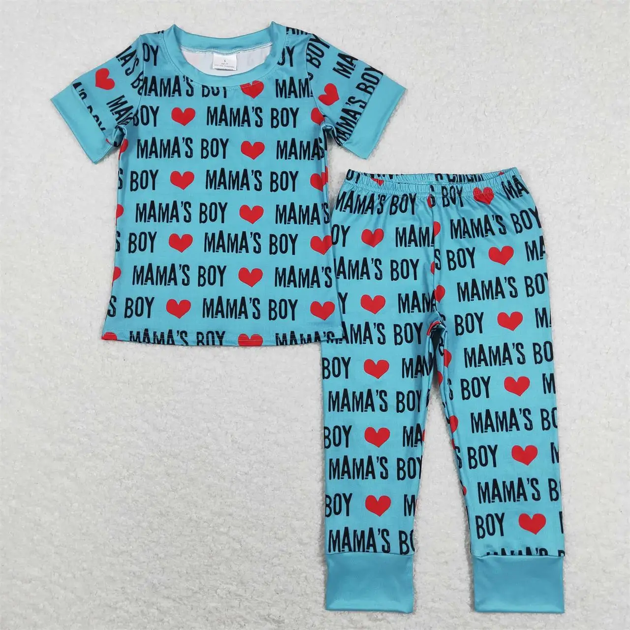 

Wholesale Toddler Short Sleeves Mama's Boy Hearts T-Shirts Tops Kids Pants Outfit Sleepwear Infant Children Pajamas Sets Clothes