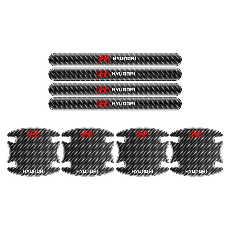 8pcs Carbon Fiber Car Door Bowl Handle Protective Sticker For Hyundai N Performance Creta Azera Eon Kauai i10 i20 i30 i40 ix35 view 2