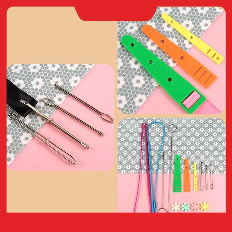 Flexible Drawstring Threader Set With Stainless Steel Sewing Loop Hook Seam Tweezers Cord Lock