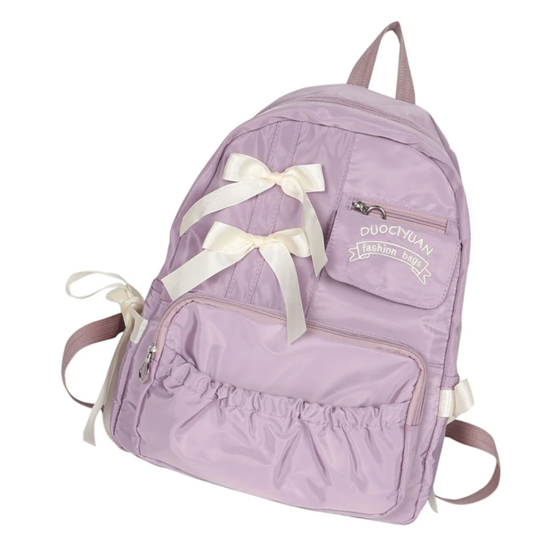 Preppy nylon rugzak voor studenten bogen ontwerp lieve meisjes geplooide schooltas