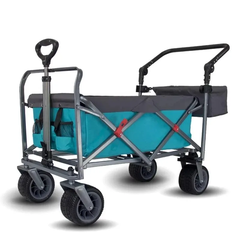 Heavy Duty Foldable Wagon Folding Cart Collapsible Hand Truck Load 120kg Outdoor Beach Wagon