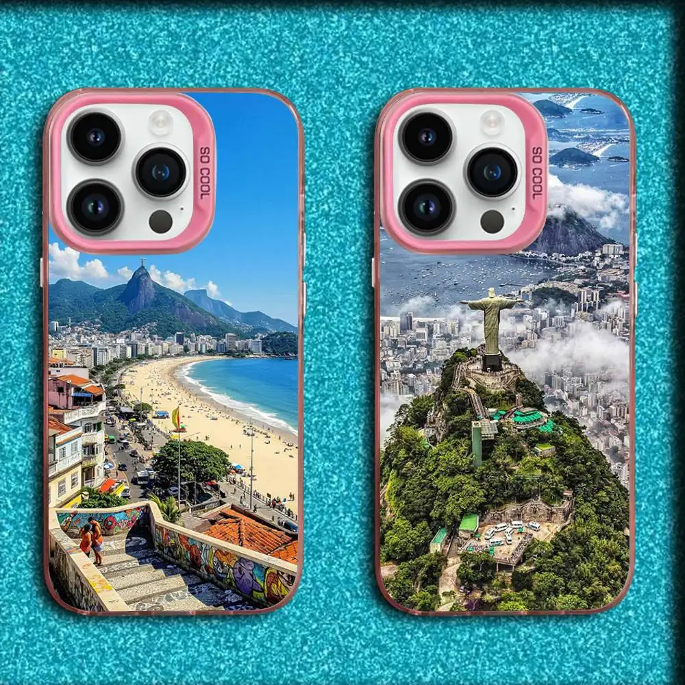 

City Brazil Rio de Janeiro Phone Case For iPhone 16,15,14,13,12,11,Mini,Pro,E,SE4,MAX Pink Candy Matte Shockproof Cover