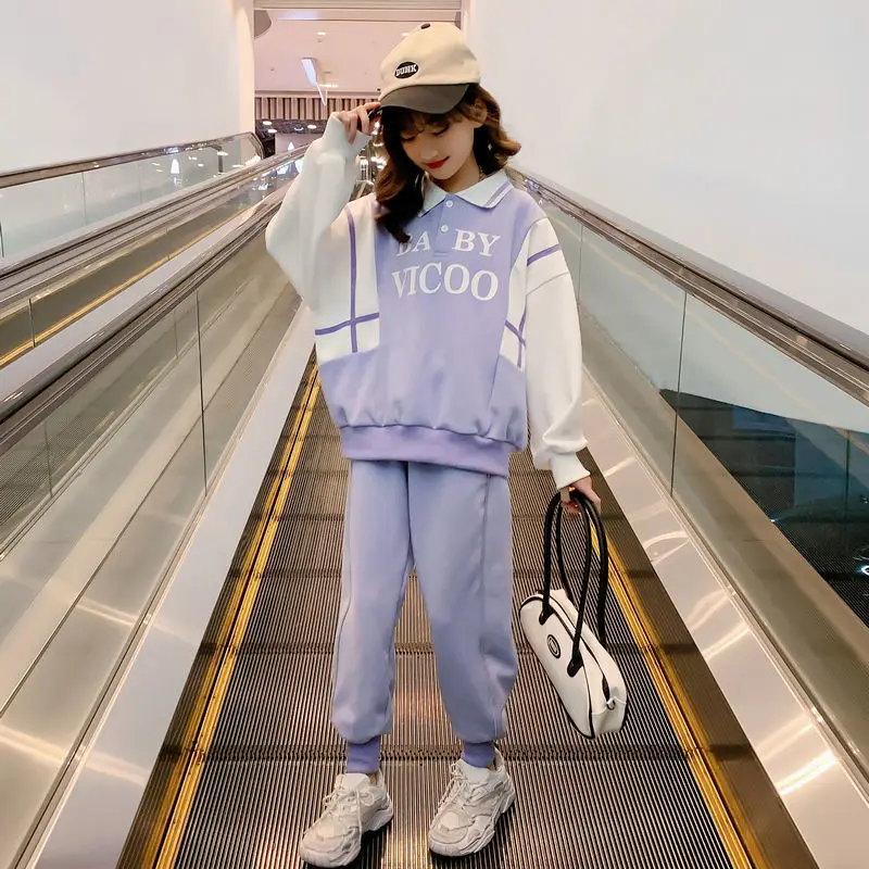 

Spring Autumn Girls Suit 2023 New Korean Kids Sportswear Girl Sports Suits Fashion Children'S Clothing 2-Piece Set 5-14 Years