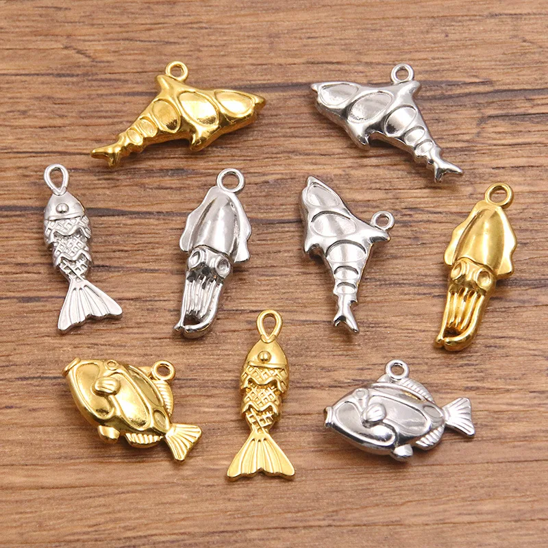 3 Stück Edelstahl 3D Seefisch Hai Anhänger Niedliche Tierfiguren Fisch-Charms für Schlüsselanhänger Halskette DIY Schmuckherstellung Zubehör – Detail 6