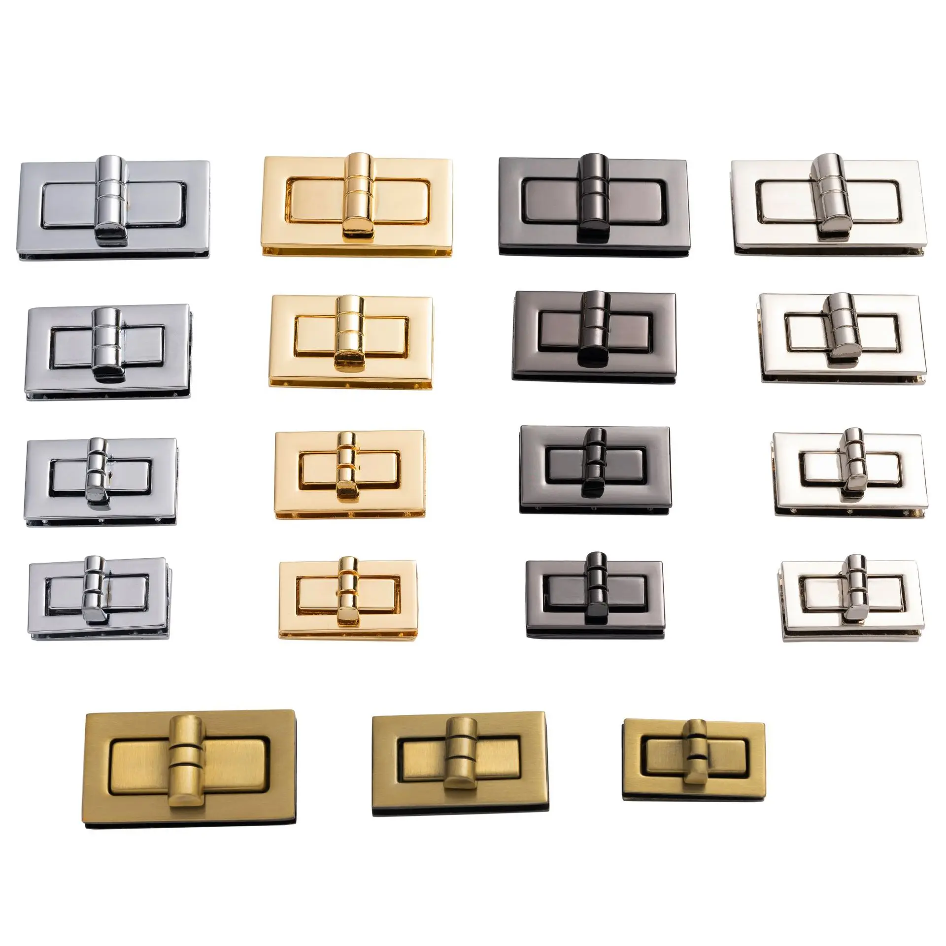 

20 Metal Rectangle Twist Bag Lock, 47mm x 25mm Brushed Brass Flap Purse Bag Lock.