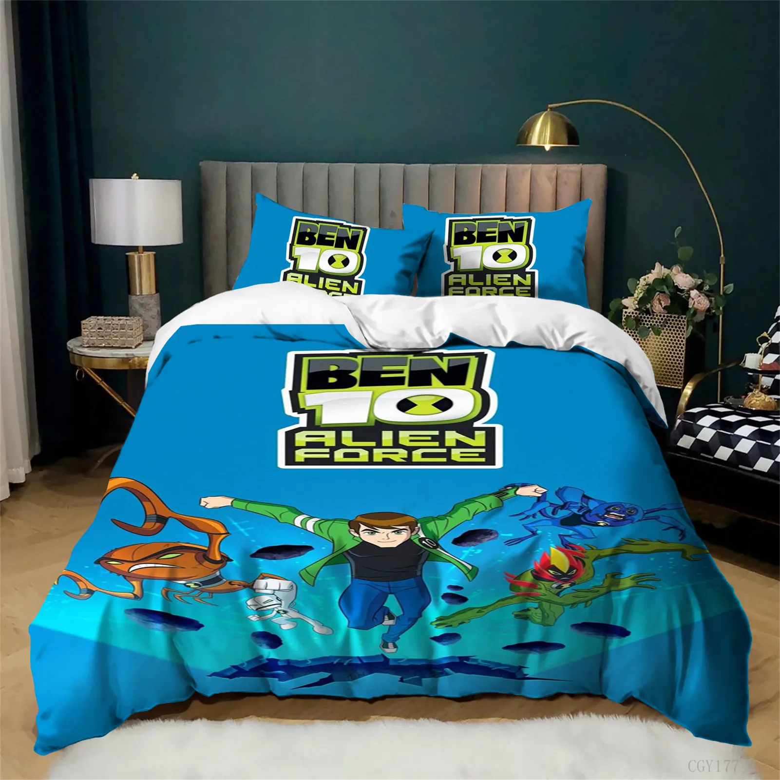 

Комплект из 3 предметов: Мягкий мультяшный комплект постельного белья Бен 10, легкий комплект пододеяльников для всех сезонов