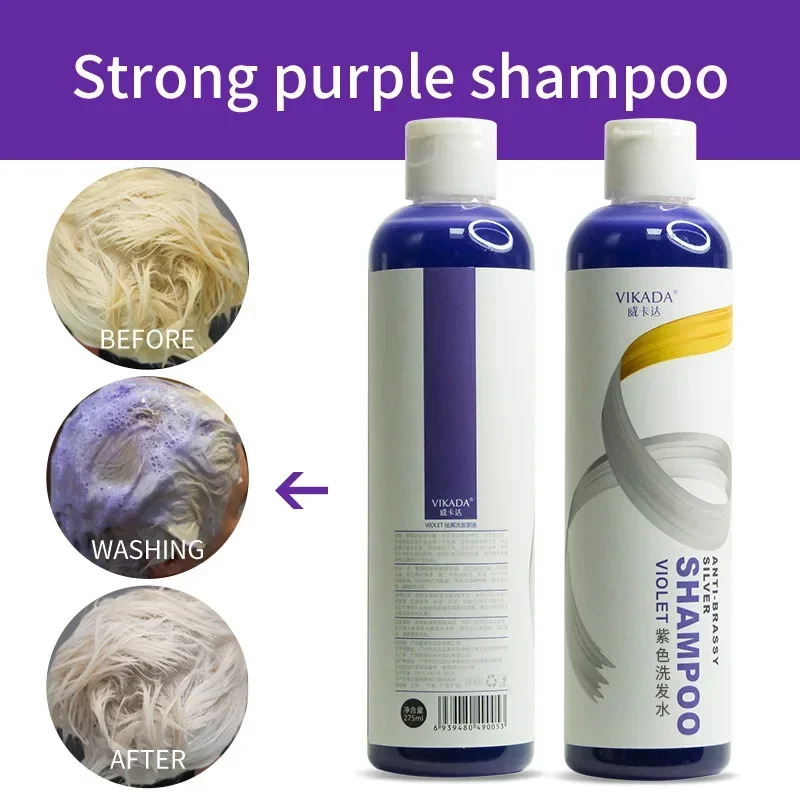 Purple Shampoo Granny Gray Linen Bleaching Hair Correction Yellow Removing Long Lasting Color Locking Protecting Shampoo 275ml