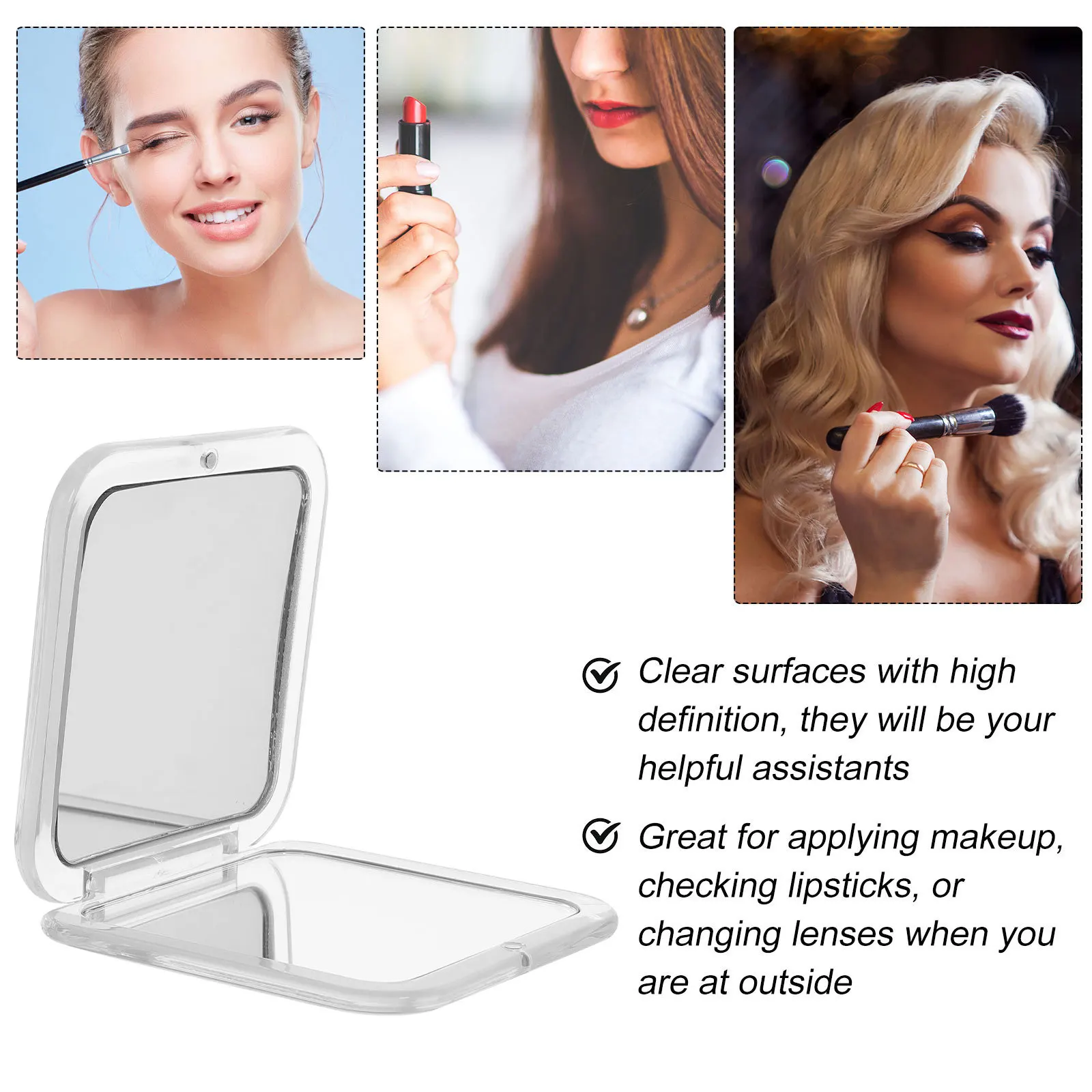 Kompakter Spiegel, kleiner Make-up-Spiegel, faltbar, Reisegröße, tragbar, leichtes Design für Geldbörsen und Taschen-Handspiegel