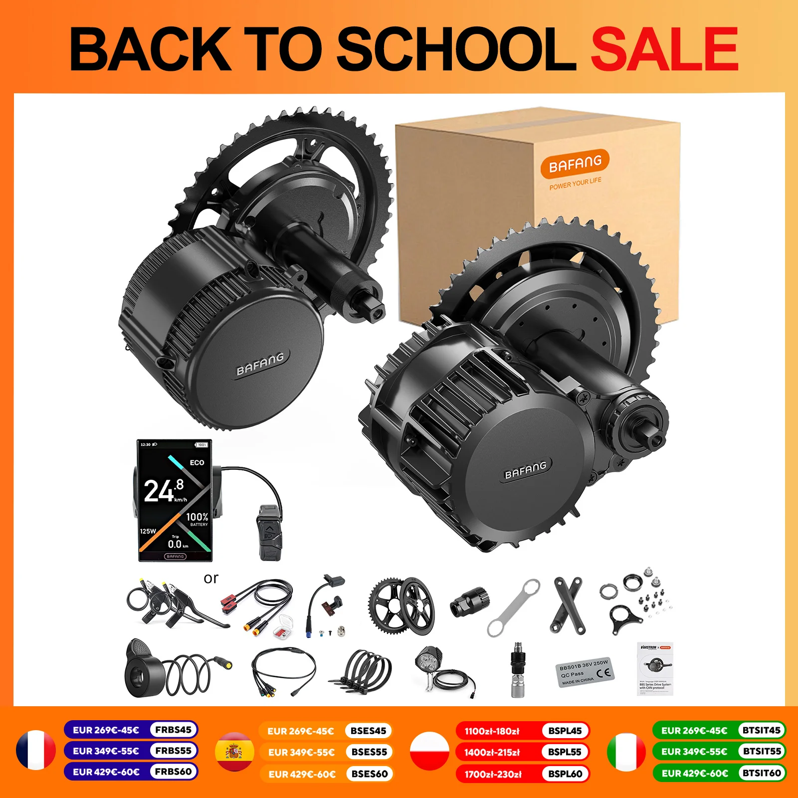 BAFANG BBSHD BBS03 BBS02B BBS02 BBS01B Kit motore Mid Drive Ebike 1000W 750W 500W 350W 250W 52V 48V 36V 8Fun motore bici elettrica