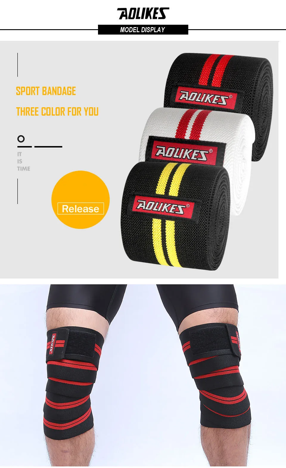 AOLIKES Kniebandagen (Paar) mit Riemen für Kniebeugen, Gewichtheben, Powerlifting, Beinpresse und Cross-Training-Kniebandagen für Kniebeugen – Detail 10