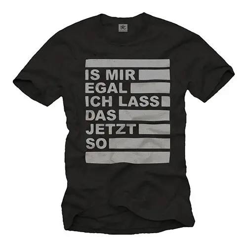 

COOL MENS T SHIRT WITH FUNNY GERMAN SAYING I DON'T CARE - SHORT SLEEVE HUMOR TEE