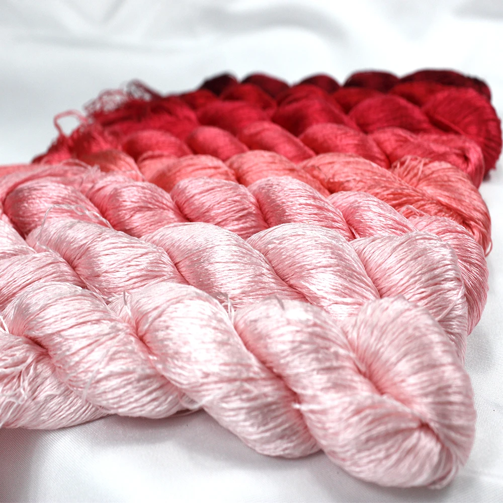 1pcs 100% silk thread hand embroidery embroider cross stitch 400m silk embroidery thread pink series 8 gradient colors
